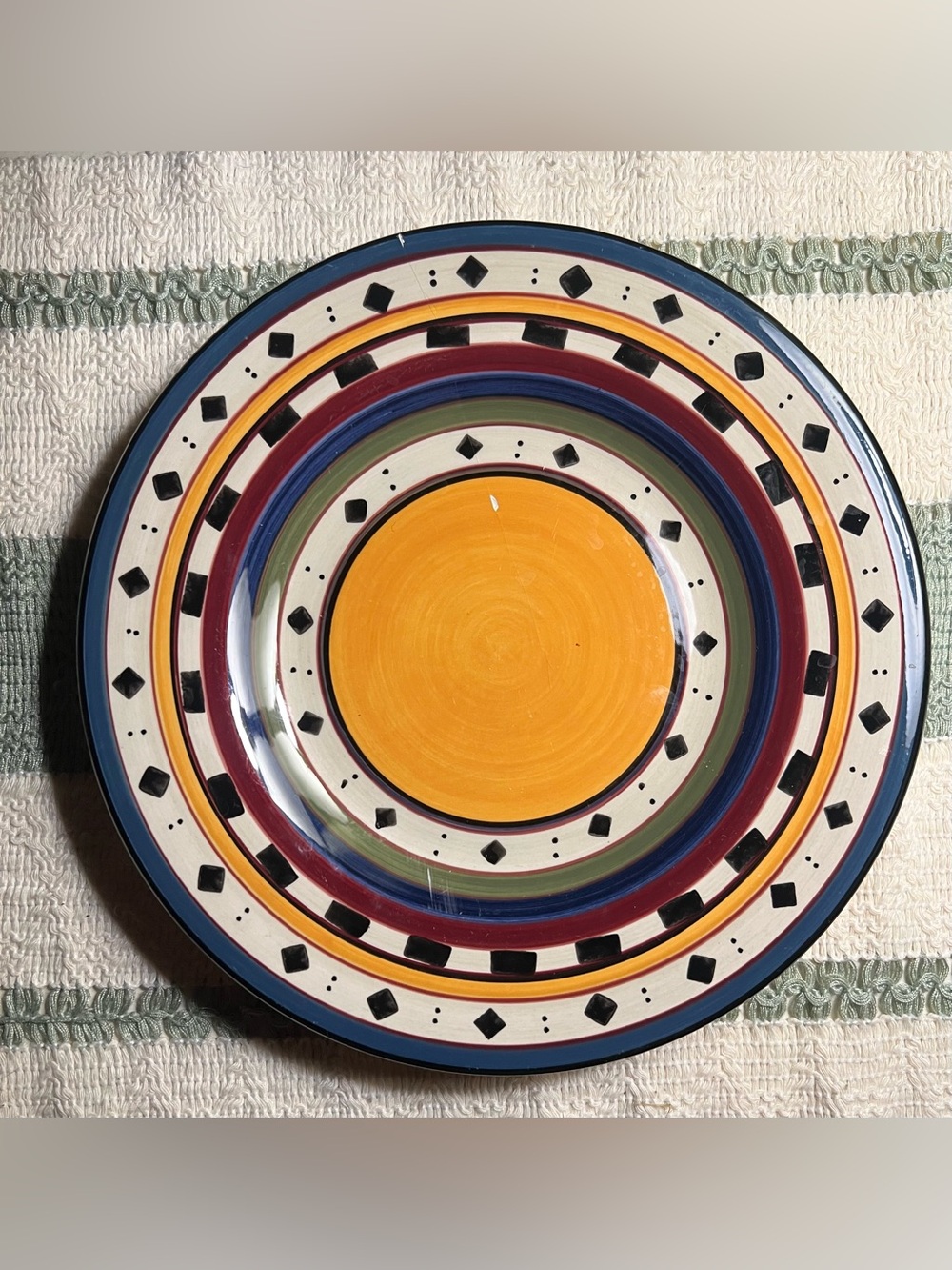 TableTops Gallery 'Argentina' Hand Painted Ceramic Plate - Mustard Yellow